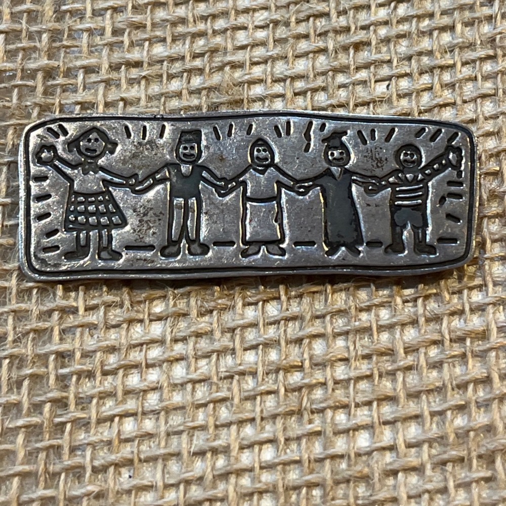 Vintage Save the Children 925 Sterling Silver Mexico Brooch Pin EF Children